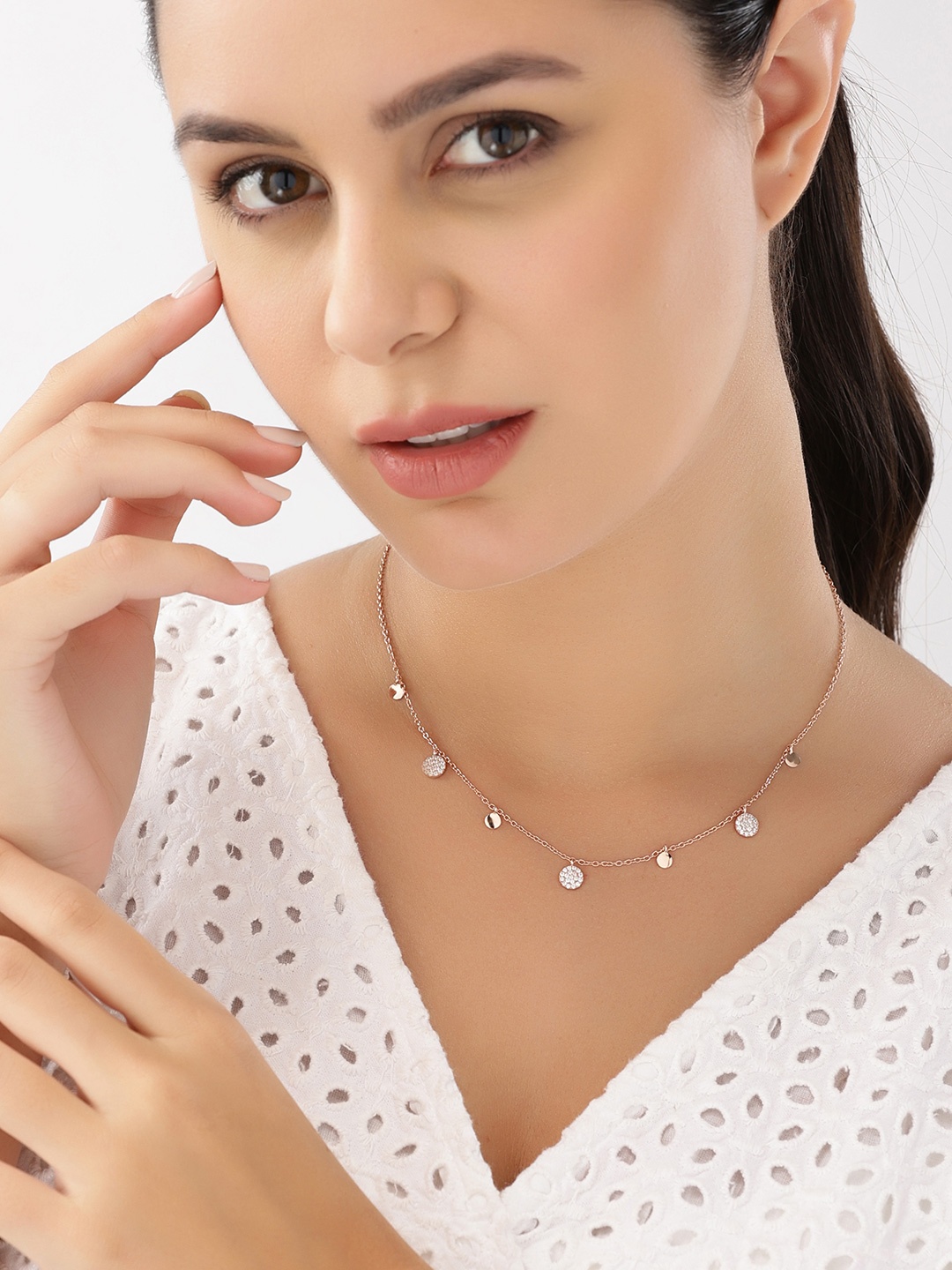 

JUPRA Rose Gold Circle Charms 925 Sterling Silver Necklace