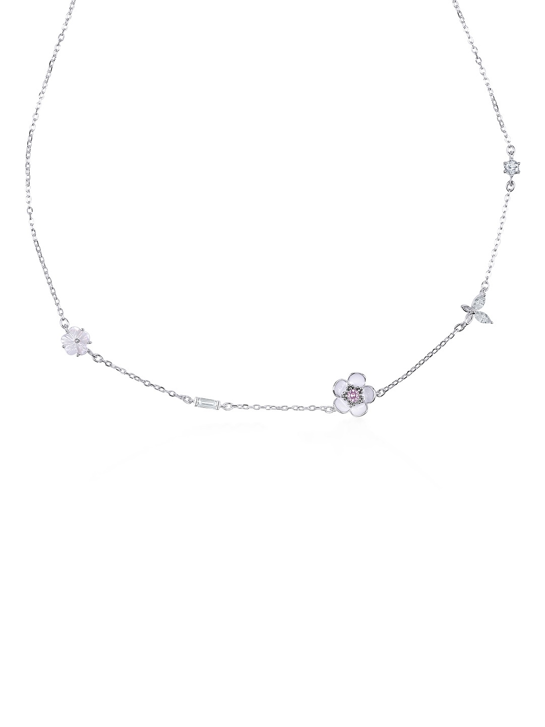 

JUPRA Silver Korean Style Flower 925 Sterling Silver Necklace