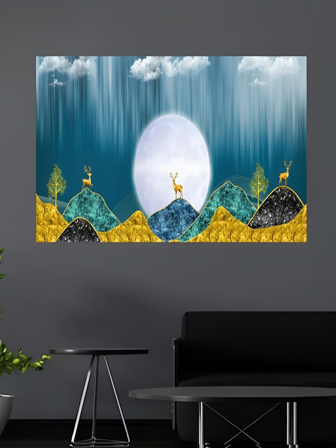 

CLAWCRAFTS Blue & Gold Toned Canvas Painting Wall Art