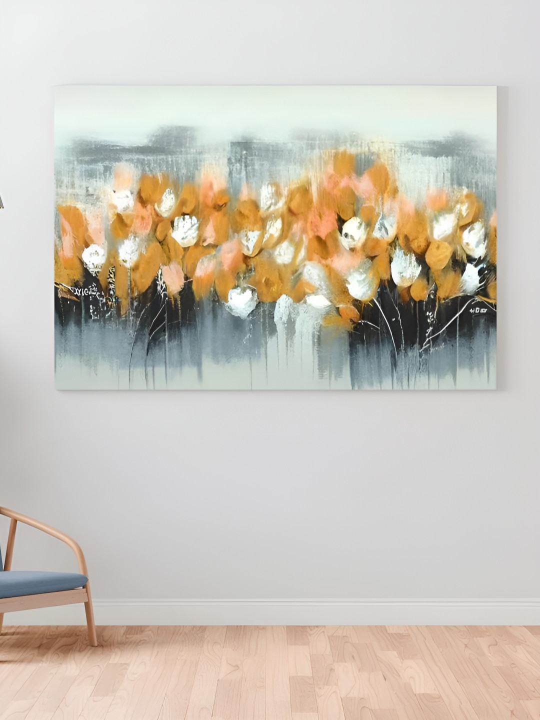

CLAWCRAFTS Beige & Black Floral and Botanical Canvas Painting Wall Art
