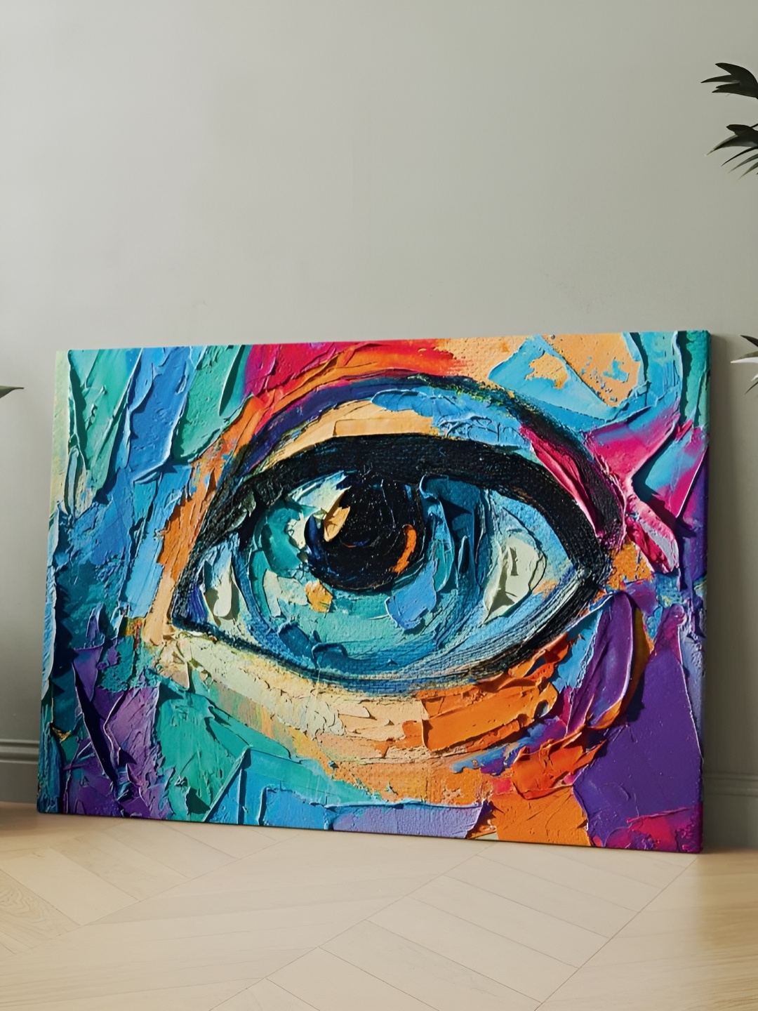 

CLAWCRAFTS Blue & Orange Abstract Painting Wall Art