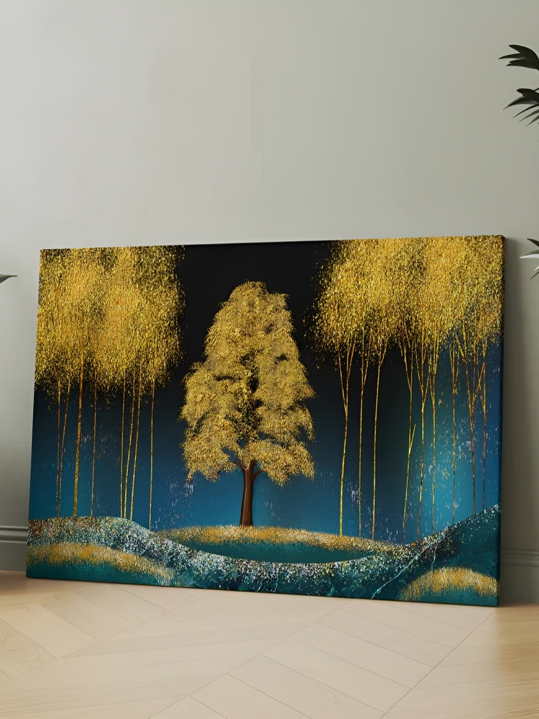 

CLAWCRAFTS Green & Blue Canvas Painting Wall Art