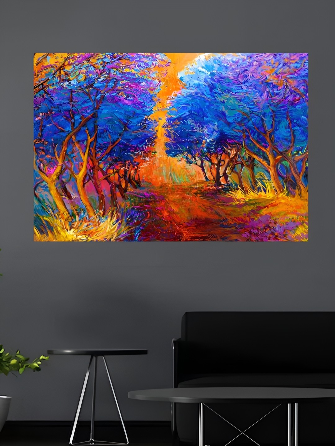 

CLAWCRAFTS Blue & Orange Abstract Painting Wall Art