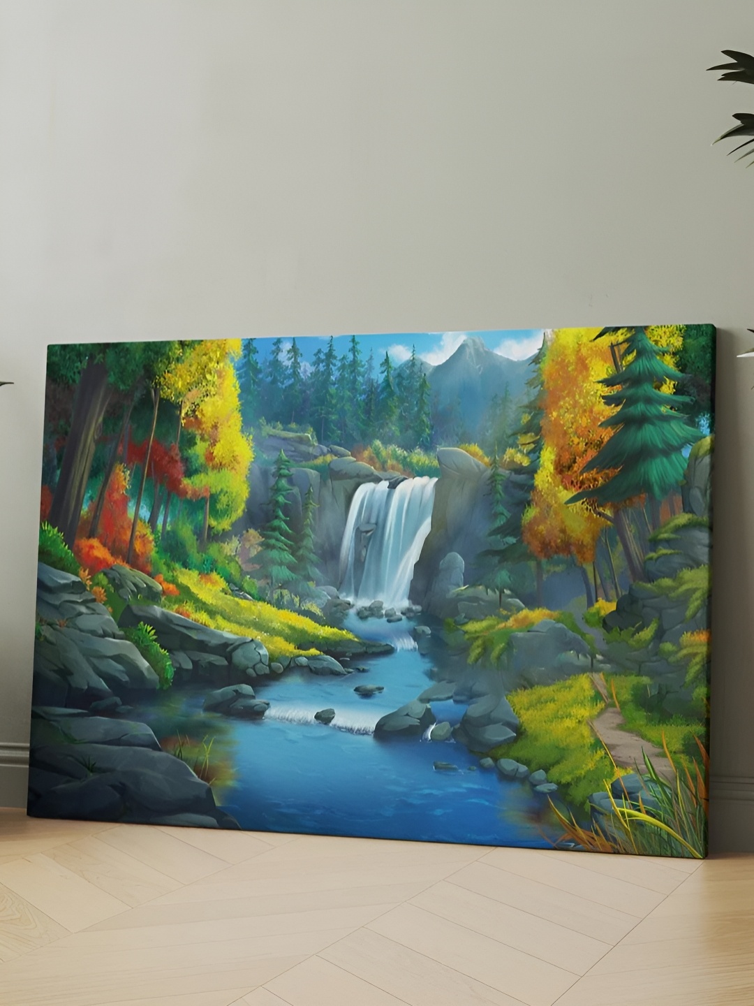 

CLAWCRAFTS Blue & Green Floral and Botanical Painting Wall Art