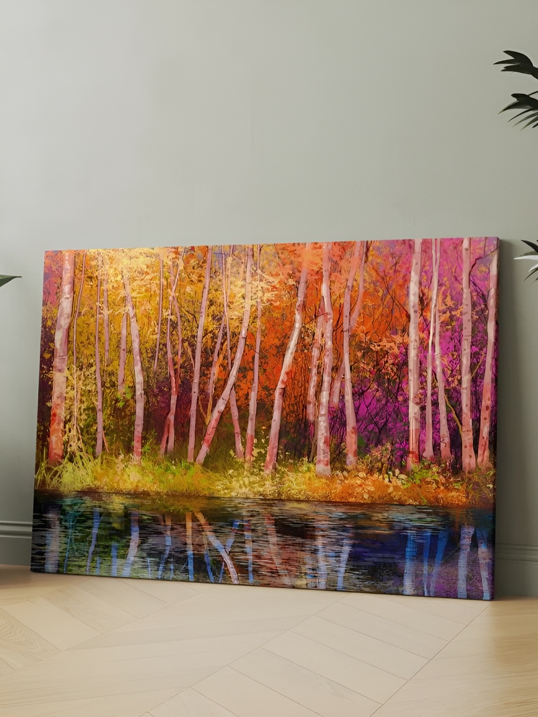 

CLAWCRAFTS Pink & Green Canvas Painting Wall Art