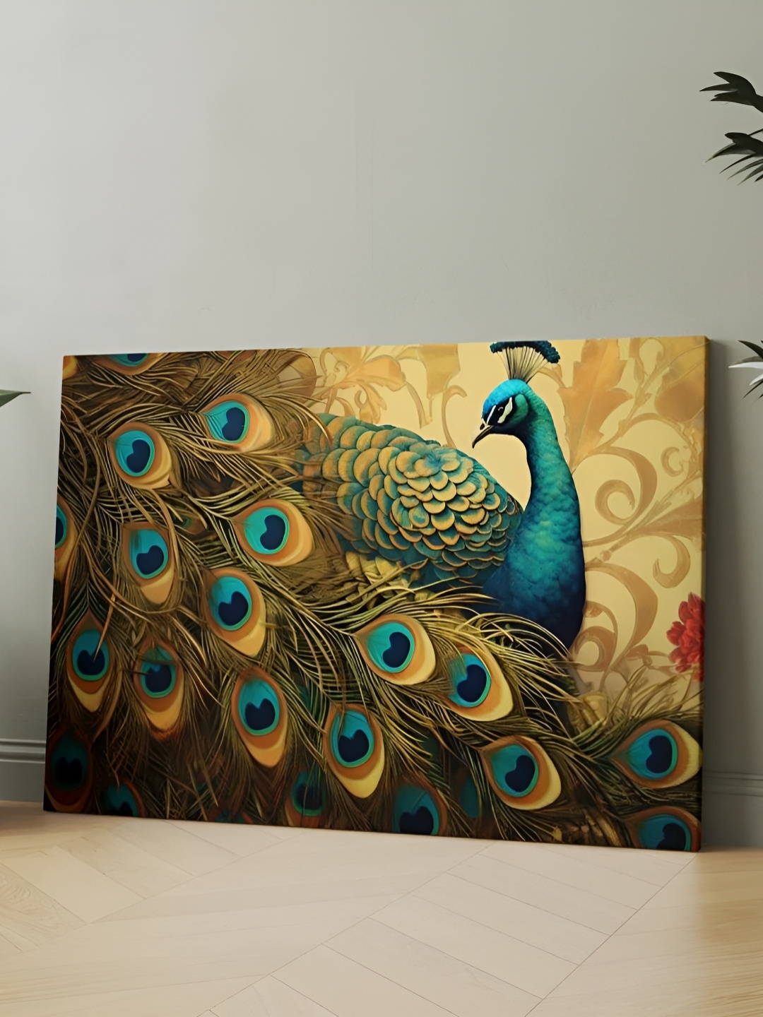 

CLAWCRAFTS Blue & Yellow Canvas Painting Wall Art