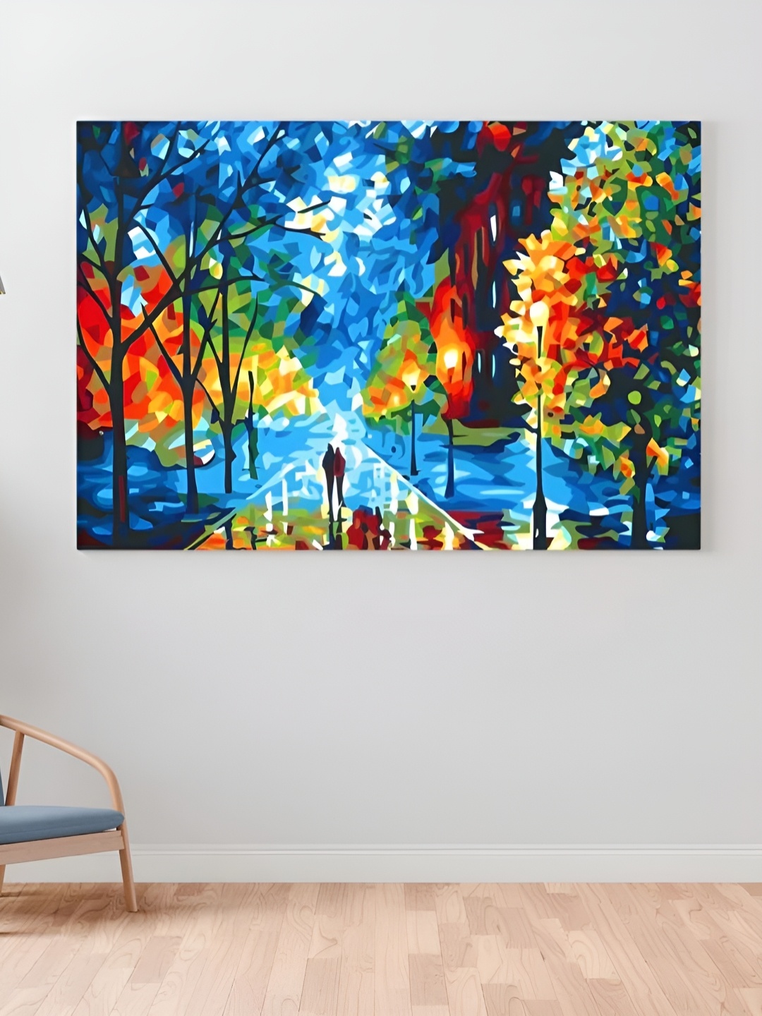

CLAWCRAFTS Blue & Red Abstract Canvas Painting Wall Art