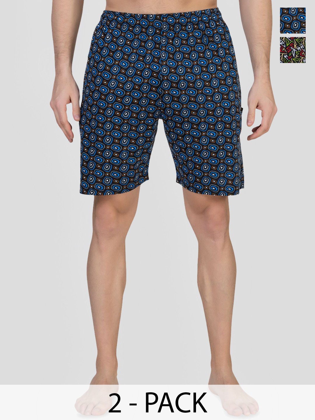 

ZEFFIT Men Pack Of 2 Printed Shorts, Blue