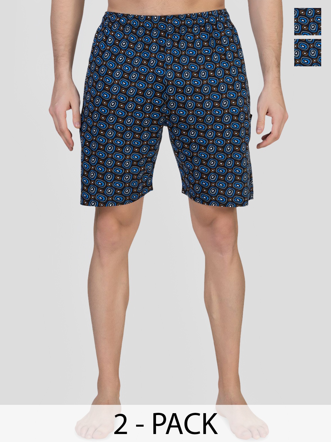 

ZEFFIT Men Pack Of 2 Printed Mid-Rise Shorts, Blue