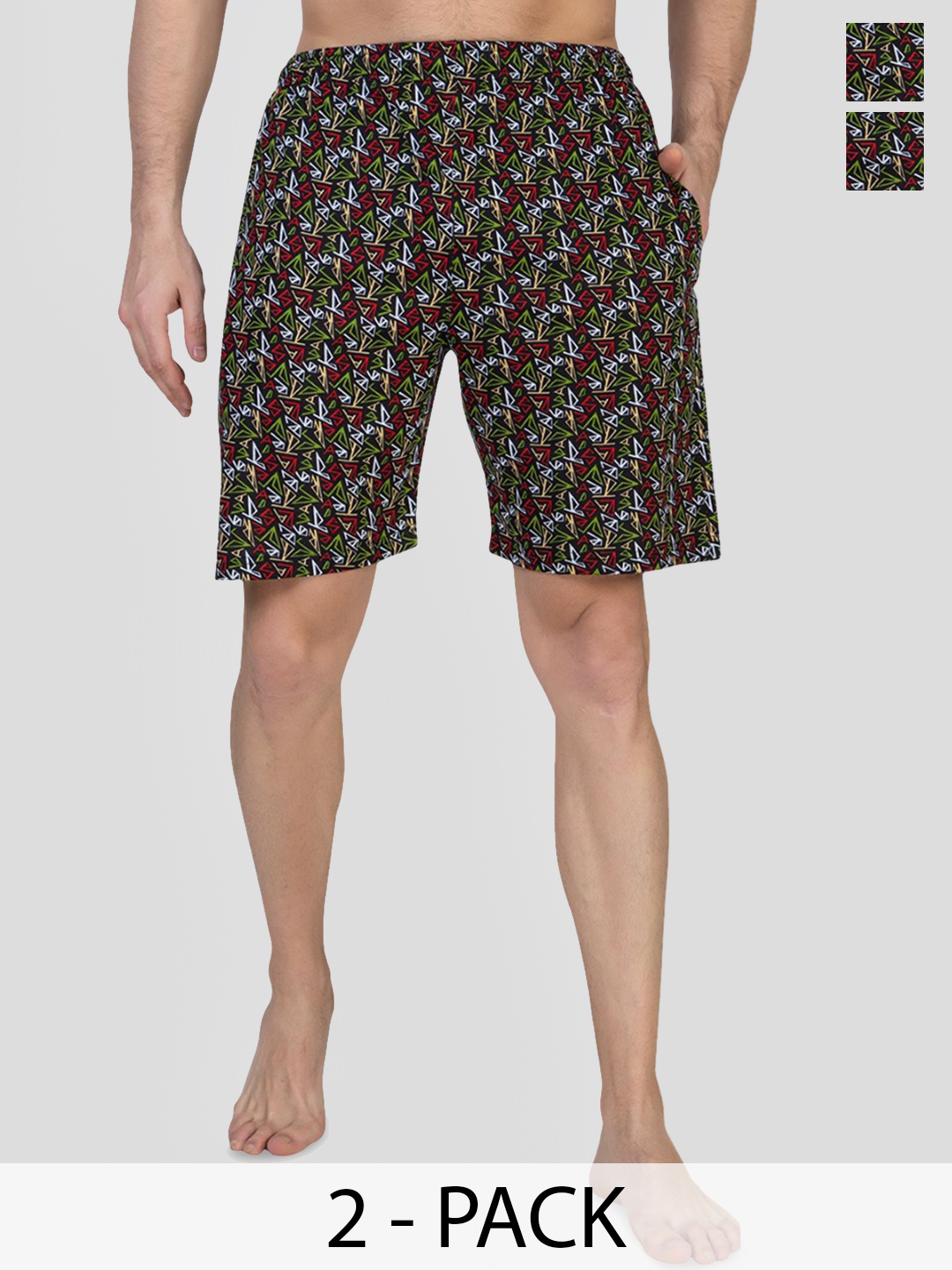 

ZEFFIT Men Printed Running Shorts Pack of 2, Multi