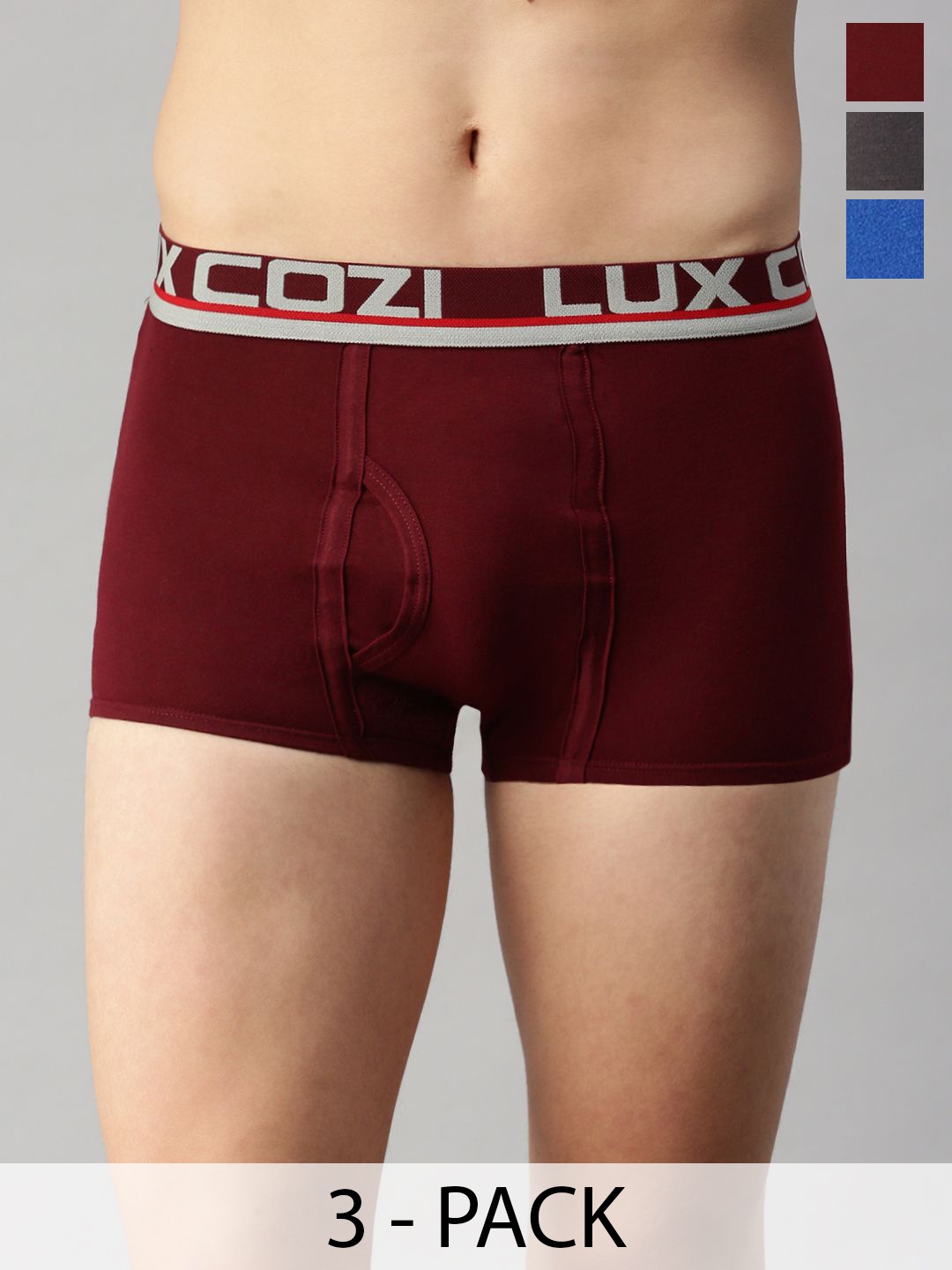 

Lux Cozi Men Pack of 3 Trunks COZI_GLO_MINI_TRNK_AST2_3PC, Maroon