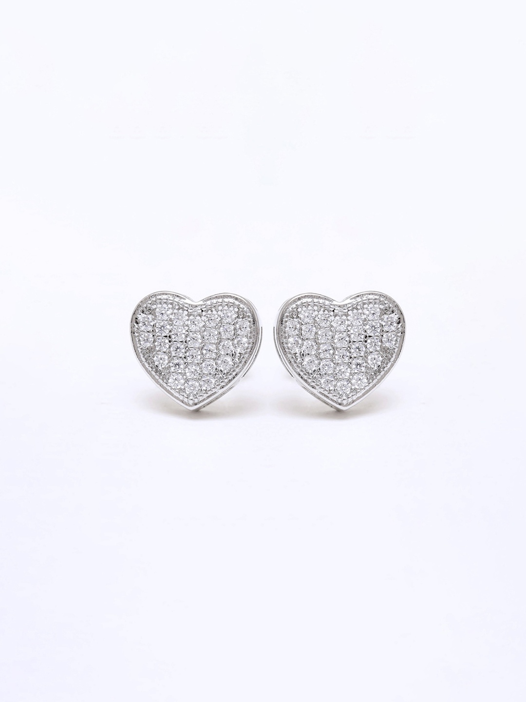 

JUPRA Silver Studded Heart 925 Sterling Silver Earrings