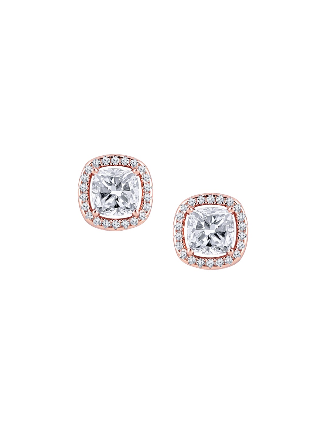 

JUPRA Rose Gold Classic Square Solitaire Studded 925 Sterling Silver Earrings