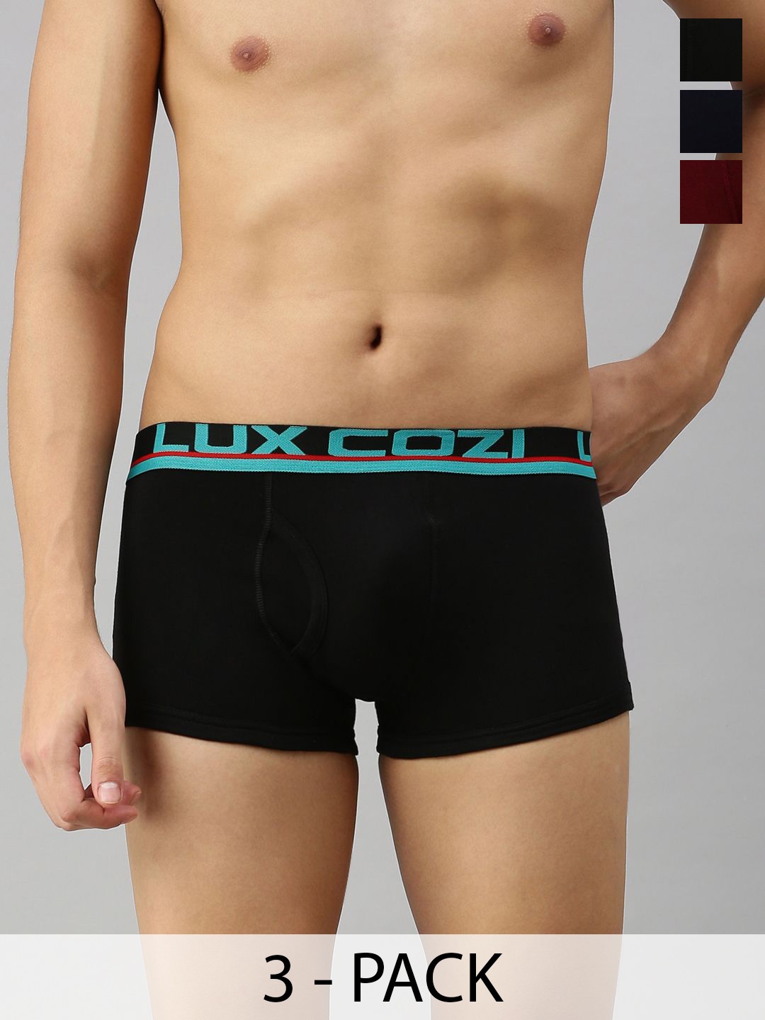 

Lux Cozi Pack Of 3 Cotton Trunks COZI_XYLO_TRUNK_AST2_3PC, Black