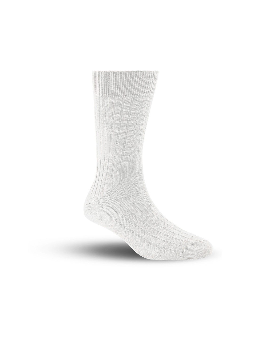 

FOOTPRINT Men Anti Odour Organic Cotton Calf-Length Ribbed Bamboo Socks, White