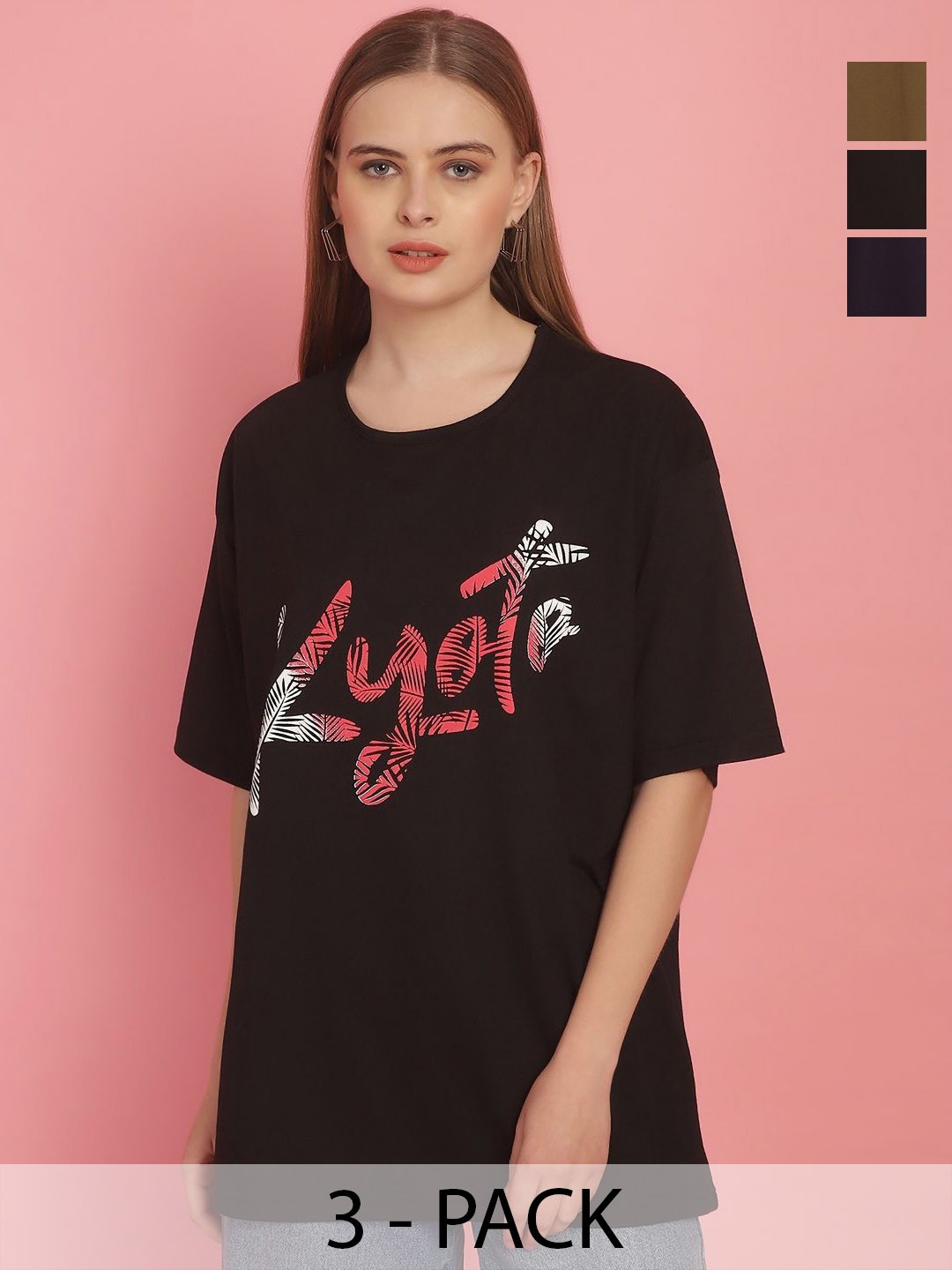 

MACK JONNEY Women Typography 3 Printed Applique T-shirt, Multi