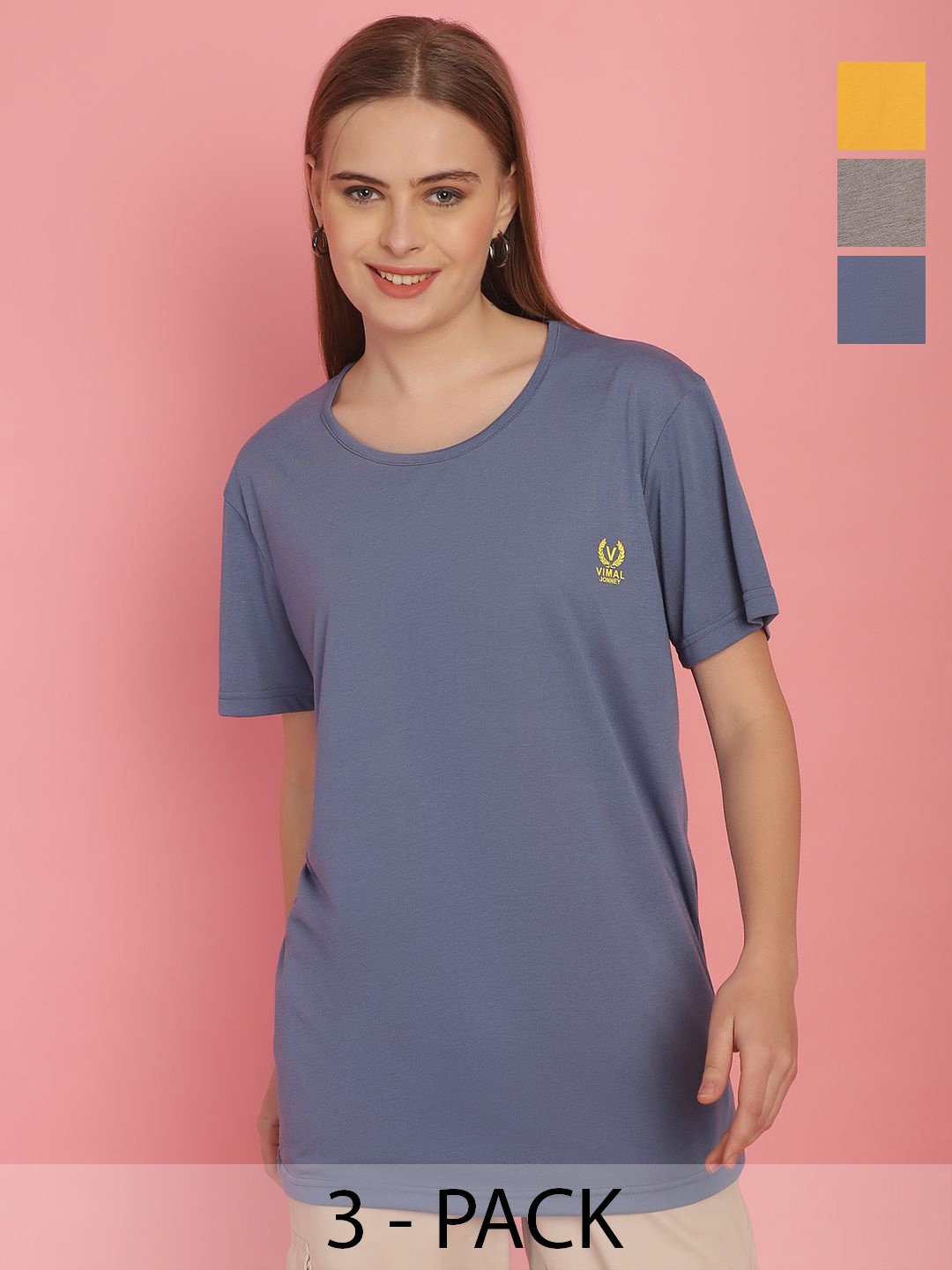 

VIMAL JONNEY Women 3 Applique T-shirt, Multi