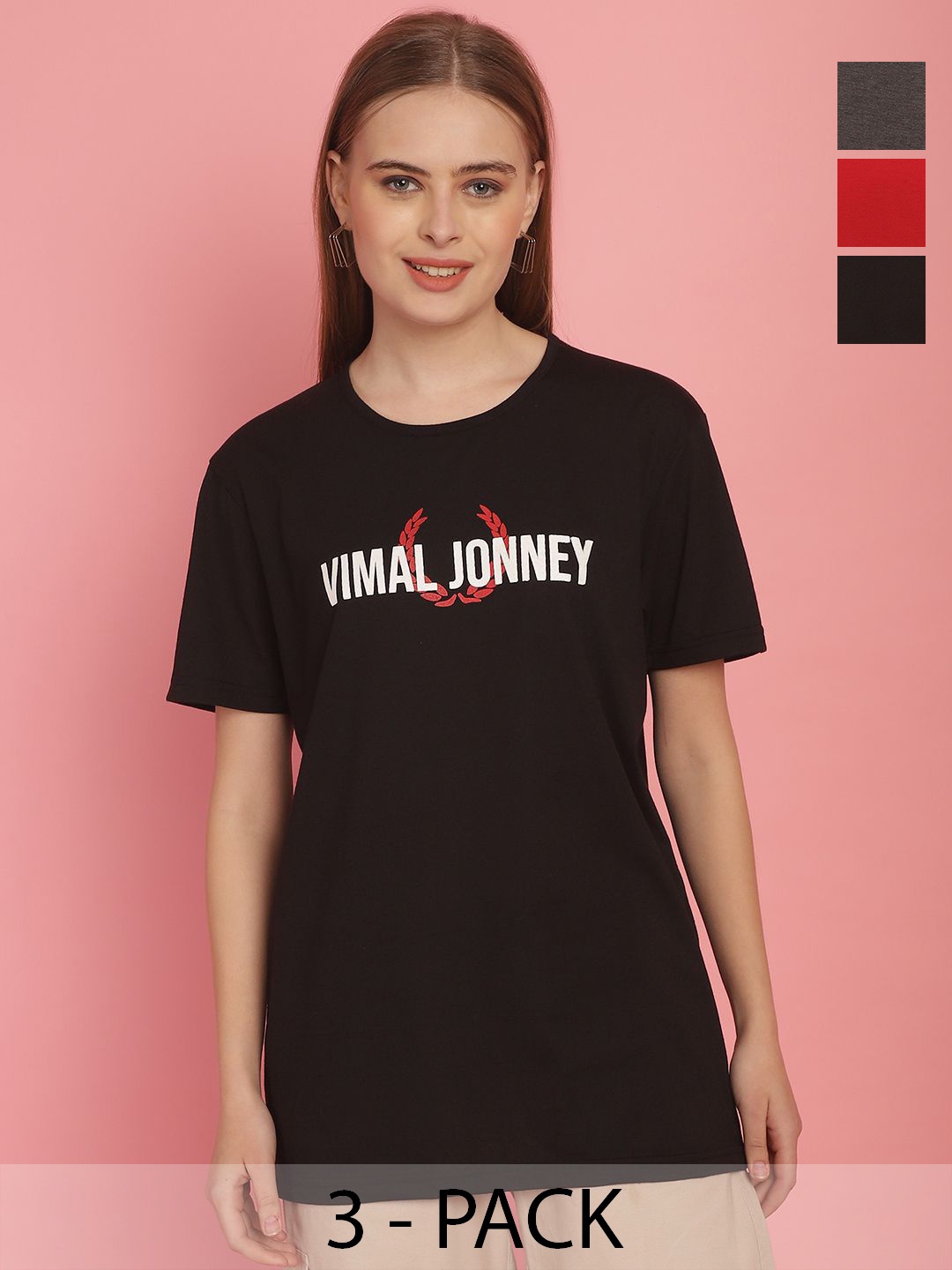 

VIMAL JONNEY Women 3 Printed Pockets T-shirt, Multi