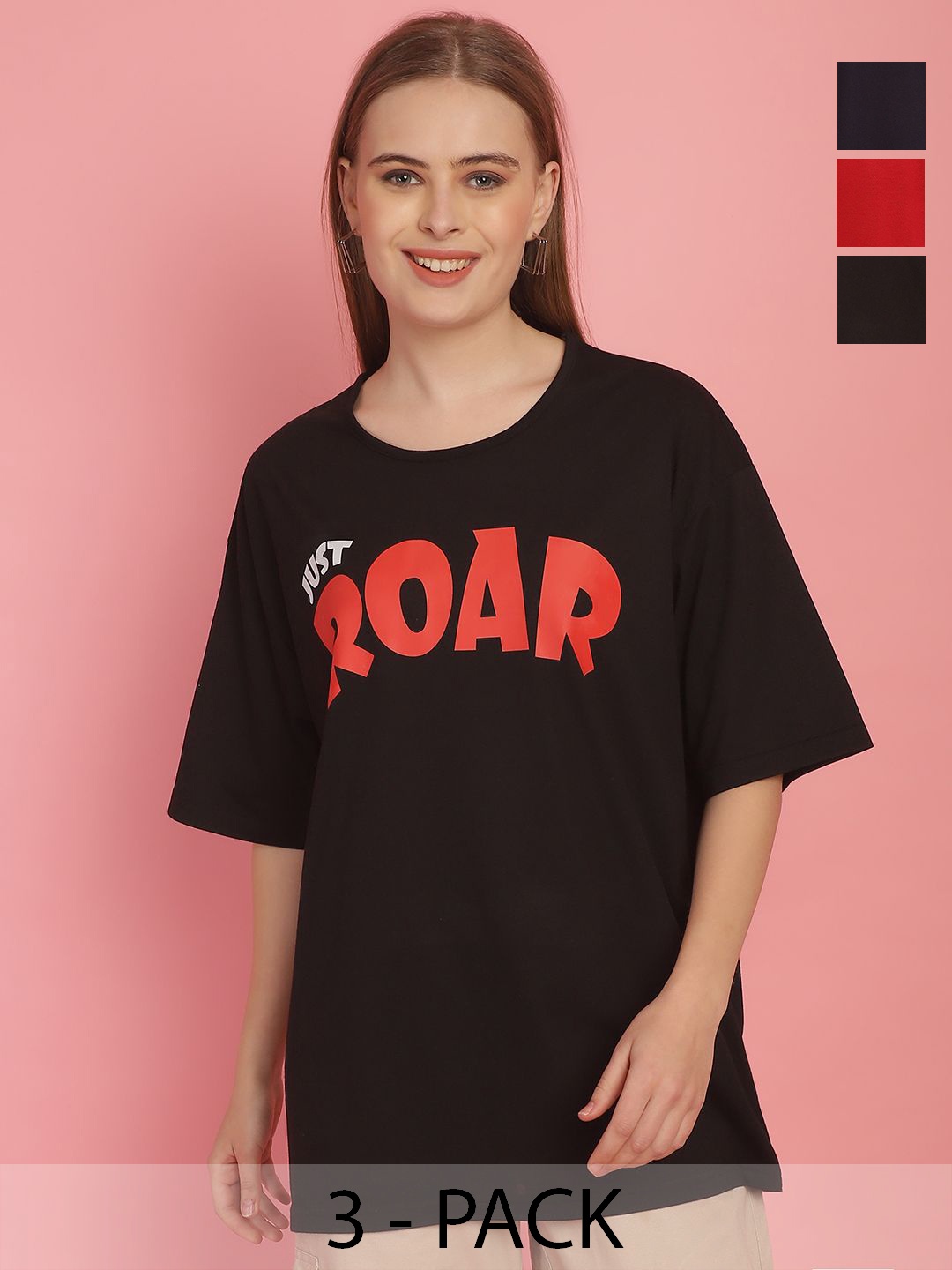 

MACK JONNEY Women Typography 3 Printed Applique T-shirt, Multi