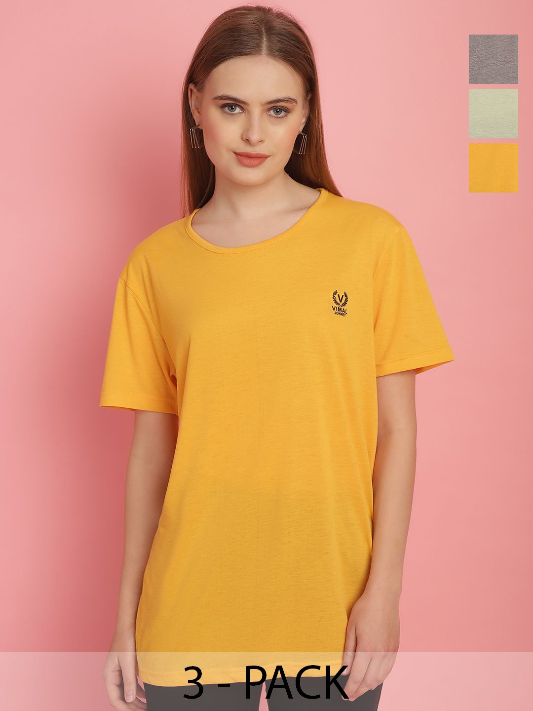 

VIMAL JONNEY Women 3 Applique T-shirt, Multi