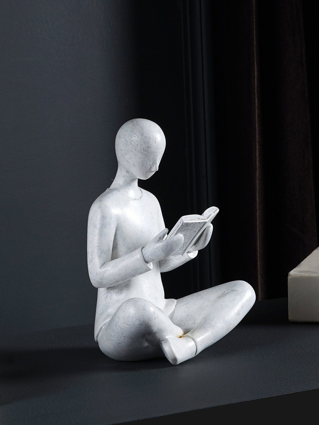 

THE ARTMENT White Reading Book Sculpture Human Polyresin Showpiece Figurine