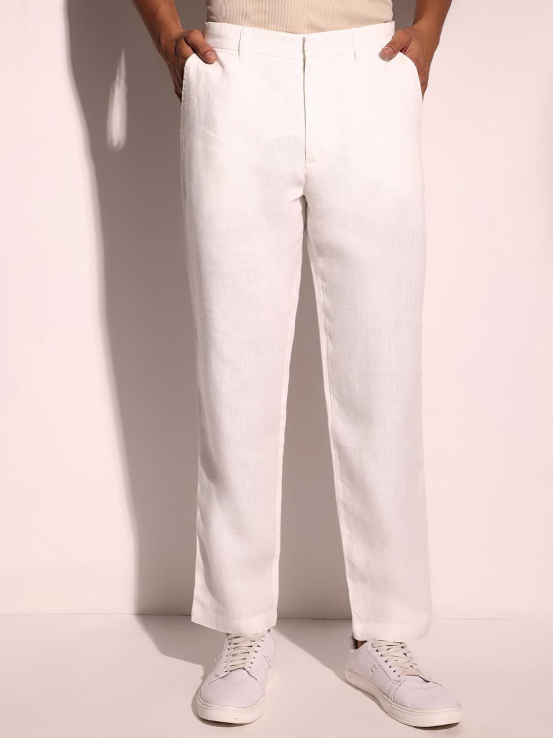 

Fabindia Men Straight Fit Trousers, White