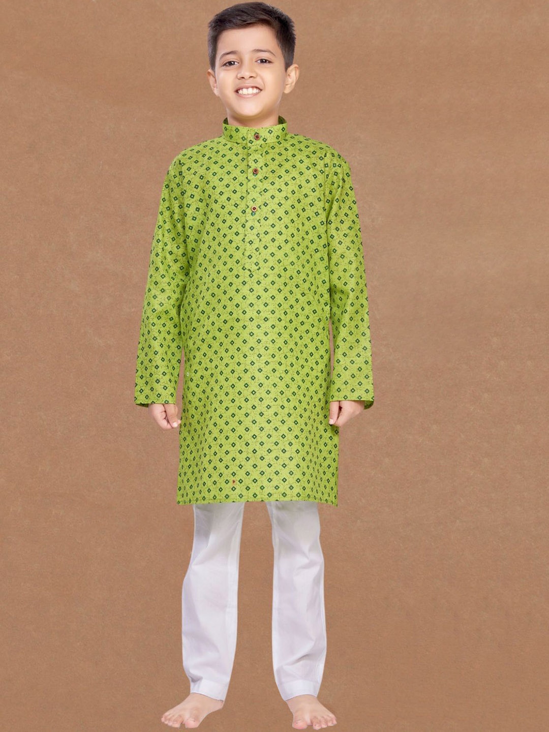 

SHIWAM ETHNIX Boys Ethnic Motifs Printed Straight Kurta, Green