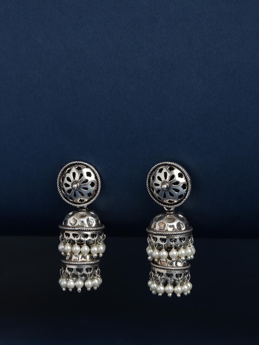 

Fabindia Artificial Beads Dome Shape Silver Jhumkas