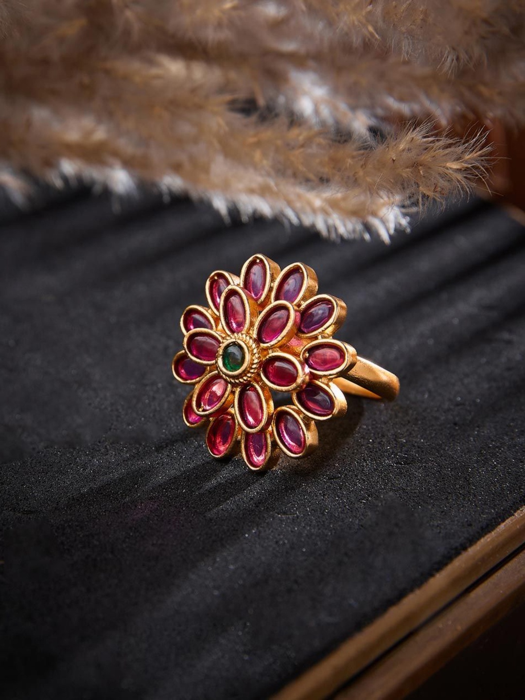 

Fabindia Gold Plated Artificial Stones Studded Finger Ring