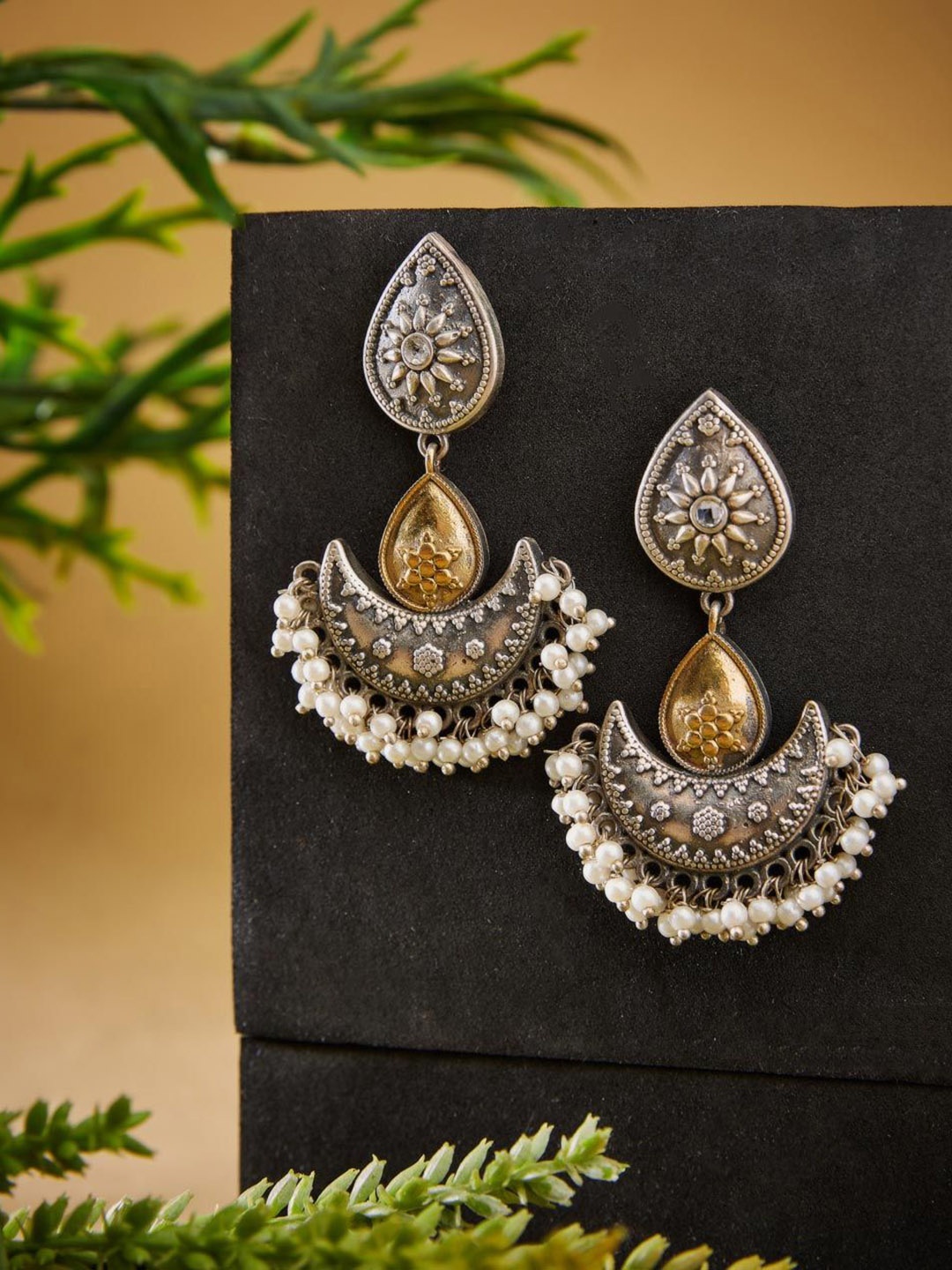 

Fabindia Beaded Contemporary Drop Earrings, Silver