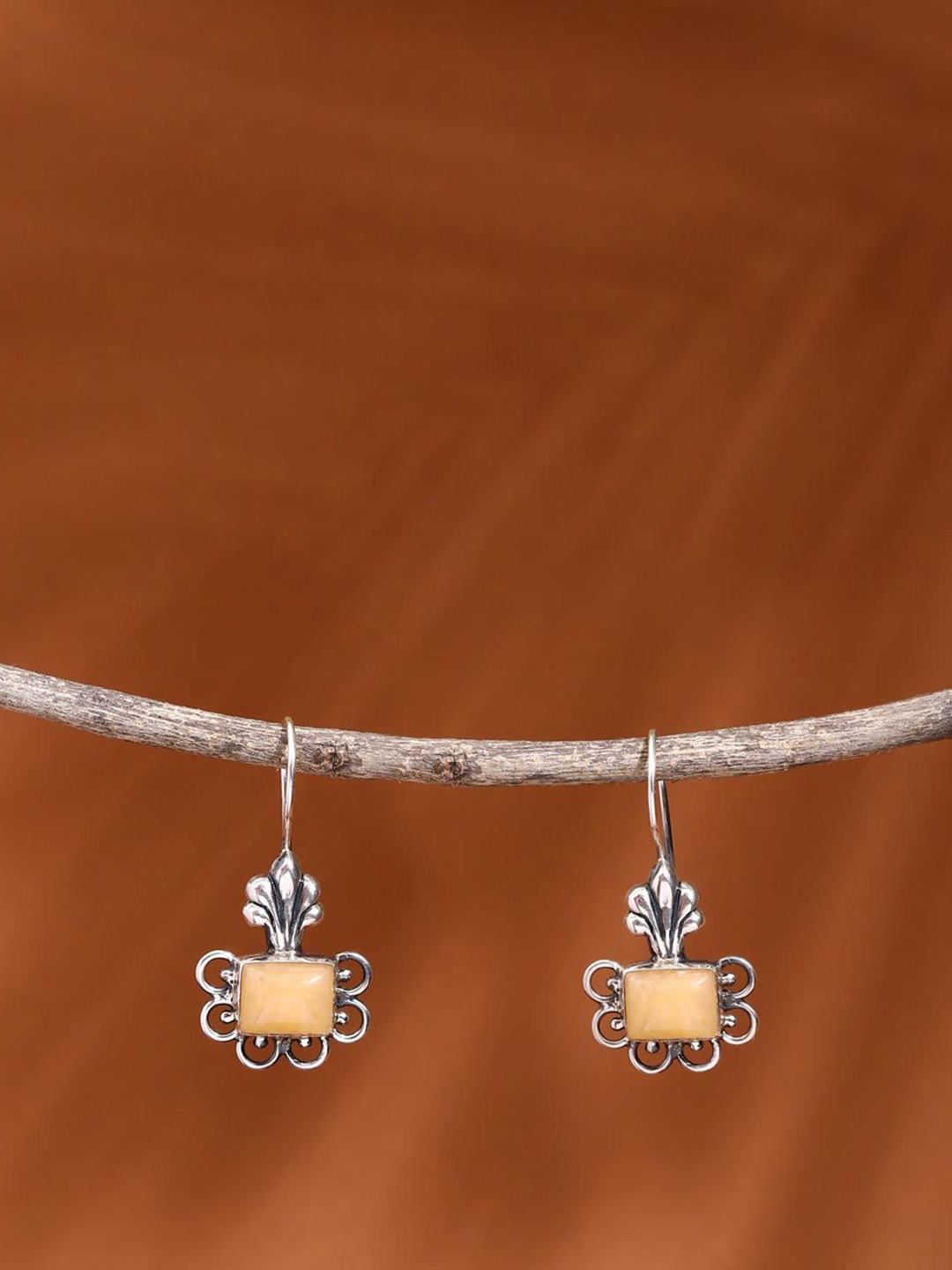 

Fabindia Contemporary Stone Studded Drop Earrings, Silver