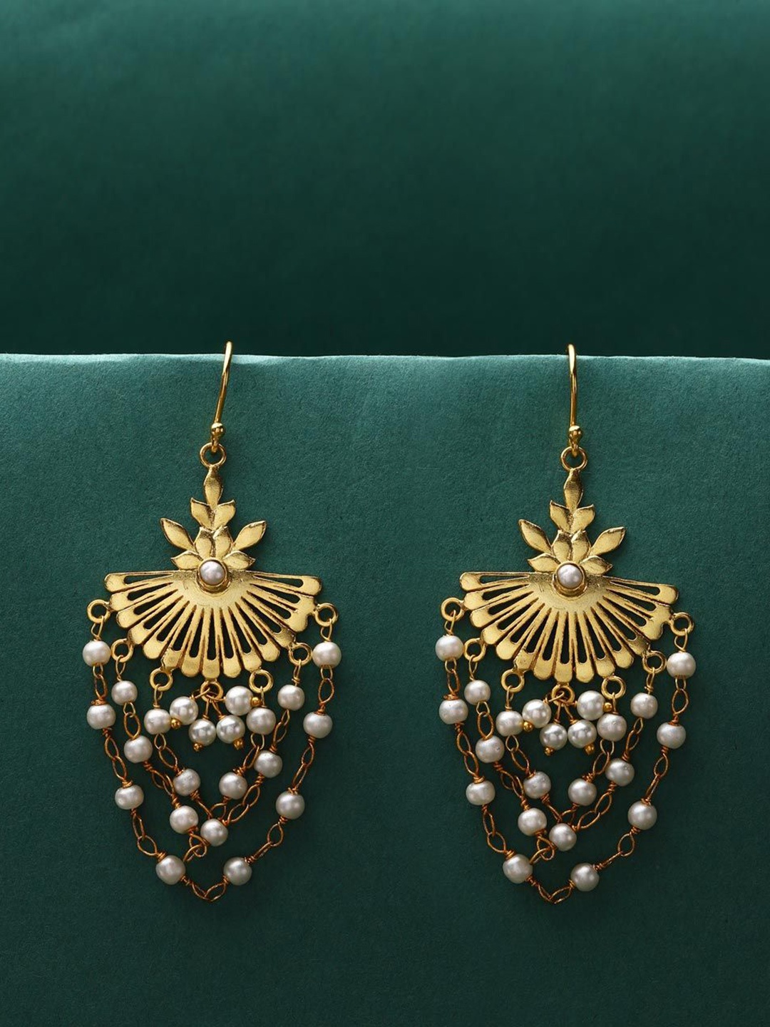 

Fabindia Beaded Contemporary Drop Earrings, Gold