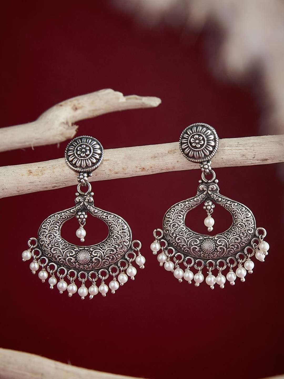 

Fabindia Contemporary Oxidised Hoop Earrings, Silver