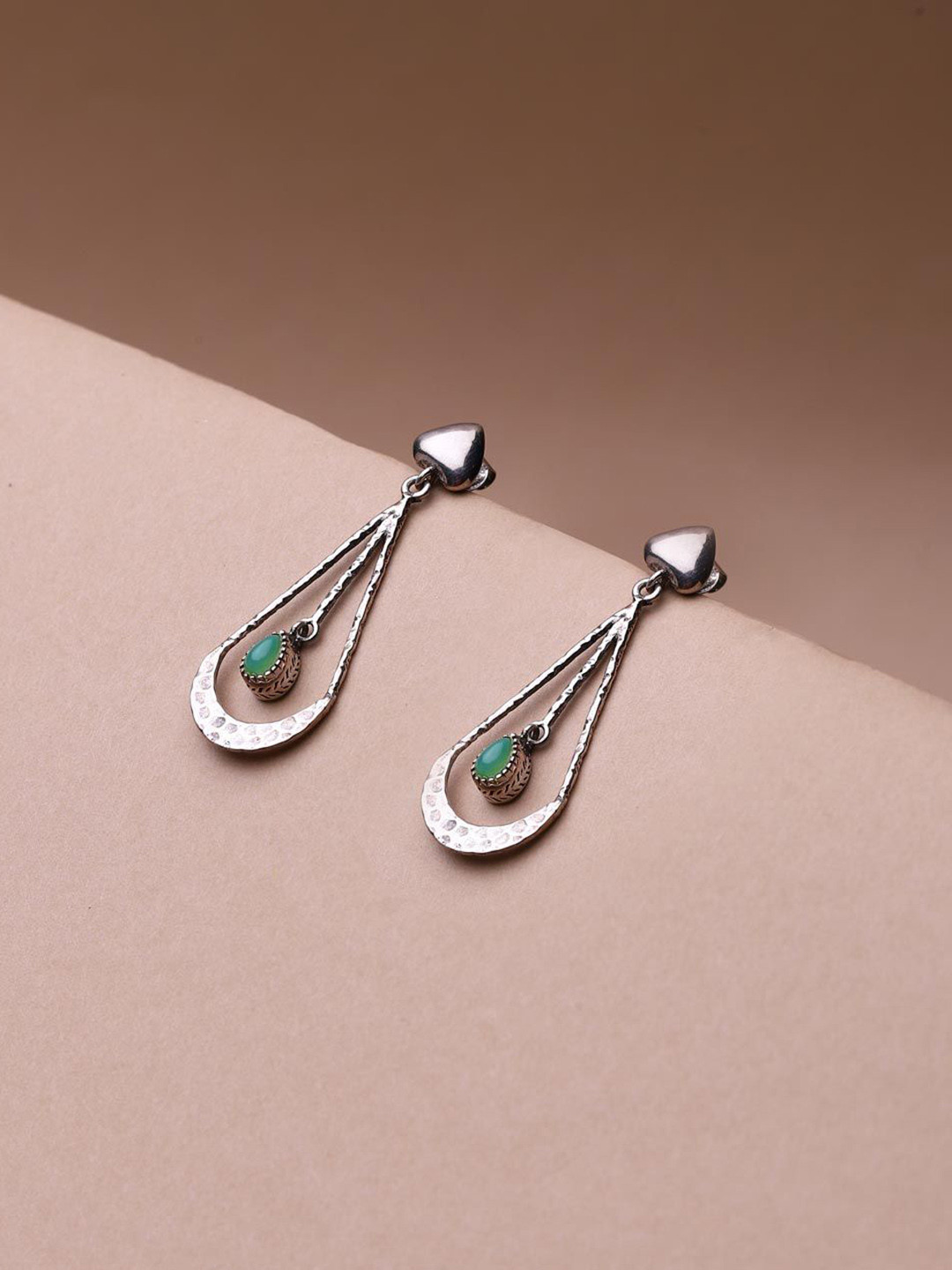 

Fabindia Contemporary Stone Studded Drop Earrings, Silver