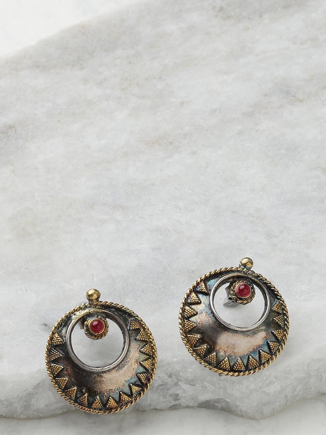 

Fabindia Silver Artificial Stones Studded Contemporary Studs Earrings
