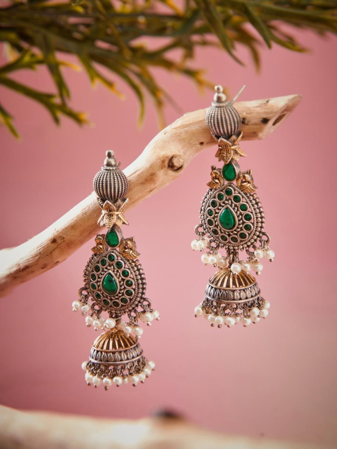 

Fabindia Artificial Stones Studded Contemporary Jhumkas, Gold