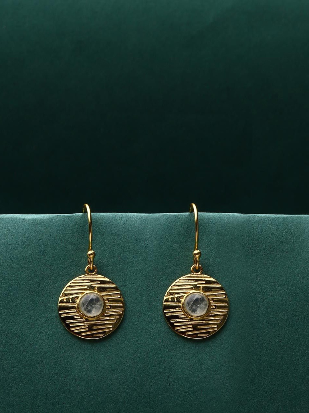 

Fabindia Artificial Stones Silver Drop Earrings, Gold