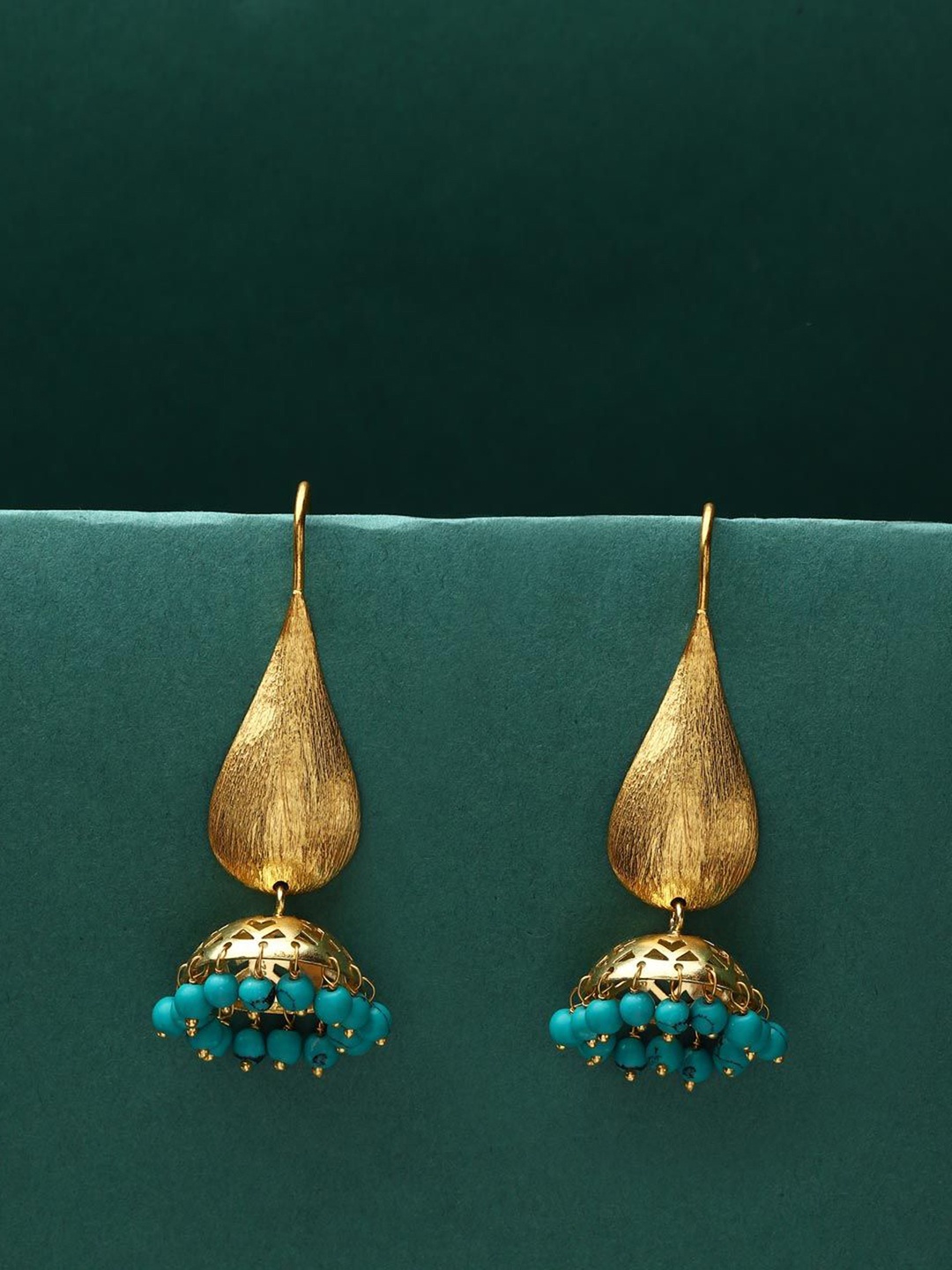 

Fabindia Silver Artificial Beads Detail Teardrop Shaped Jhumkas, Gold