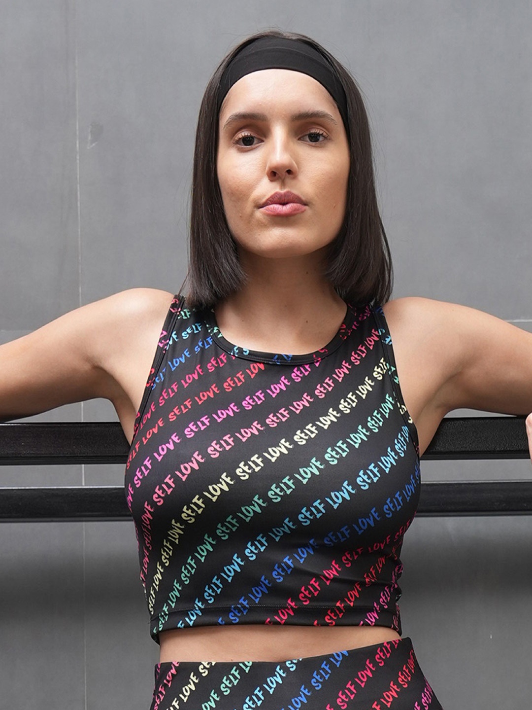

Soie Print Crop Top, Black