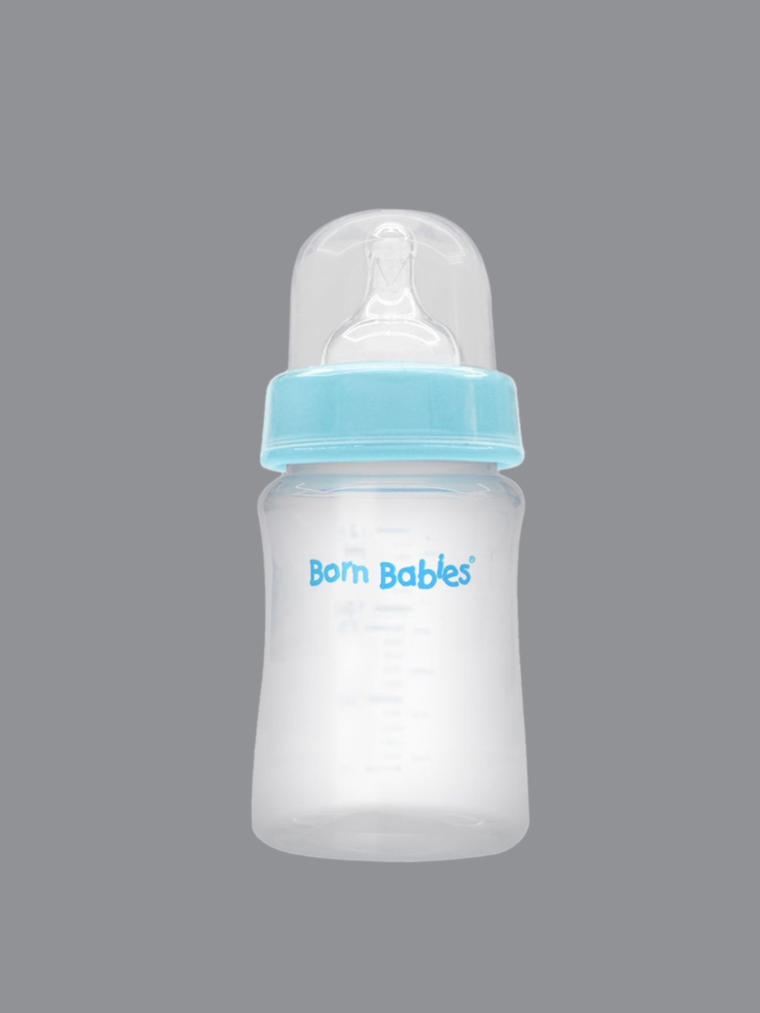 

Born Babies Transparent & Blue Feeding Bottle With Silicone Nipple-150 ml