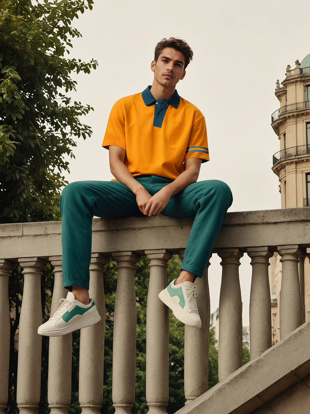 

H&M Men Double Buttoned Cotton Polo T-Shirt, Mustard