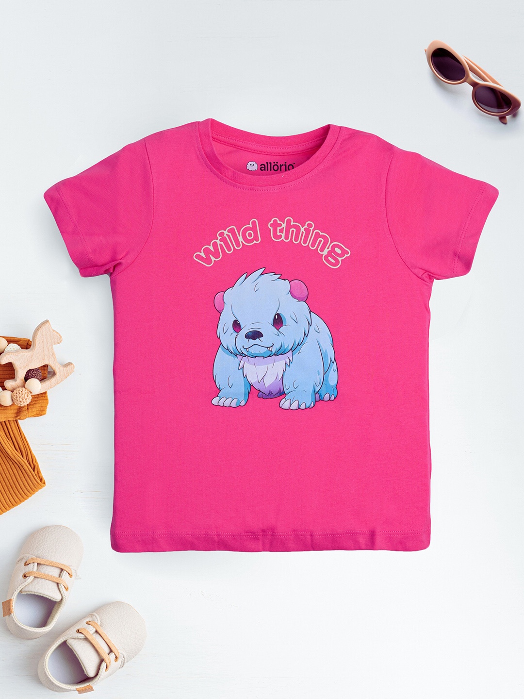 

allorio kids Girls Printed Tropical Applique Slim Fit T-shirt, Pink