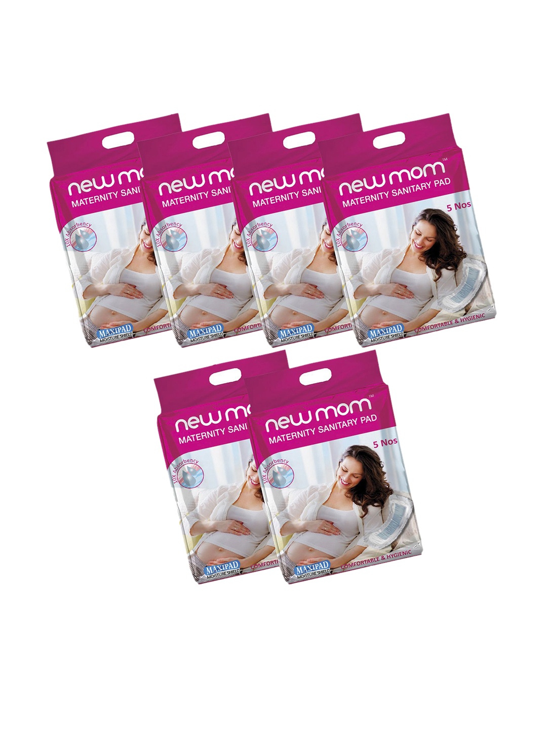 

NEWMOM Set Of 6 Disposable Maxi Maternity Pads - 5 Pads each, White