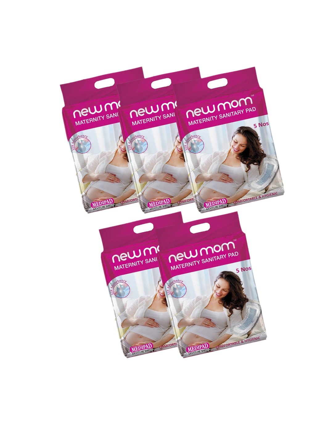 

NEWMOM Set Of 5 Disposable Medi Maternity Pads - 5 Pads each, White