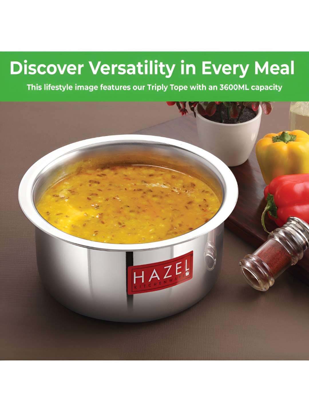 

HAZEL Silver Toned Stainless Steel Induction Bottom Boiling Cooking Top5.8 Litre