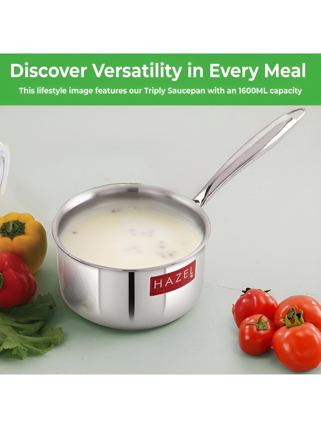 

HAZEL Silver Toned Stainless Steel Sauce Pan 2.2 Litre