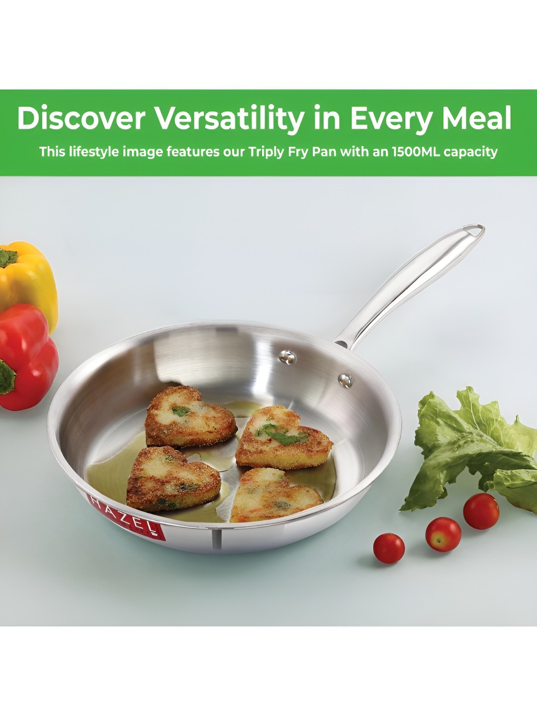 

HAZEL Triply Silver Toned Stainless Steel Induction Bottom Fry Pan 3.8 Litre