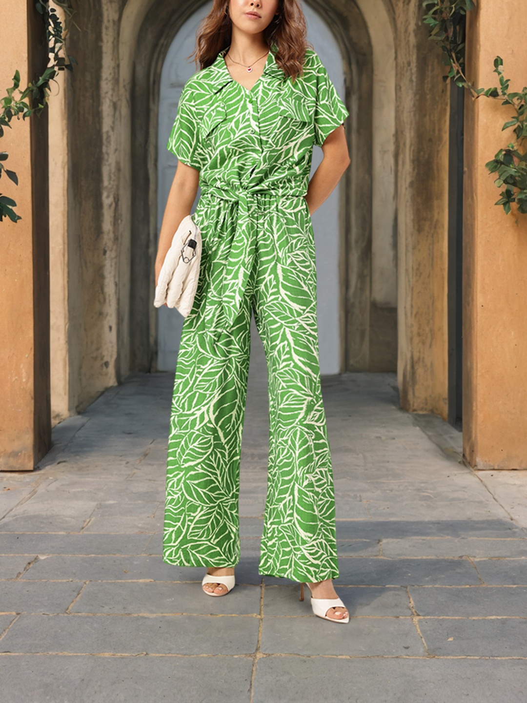 

DressBerry Roaming Styles Tie-Up Printed Co-Ords, Green