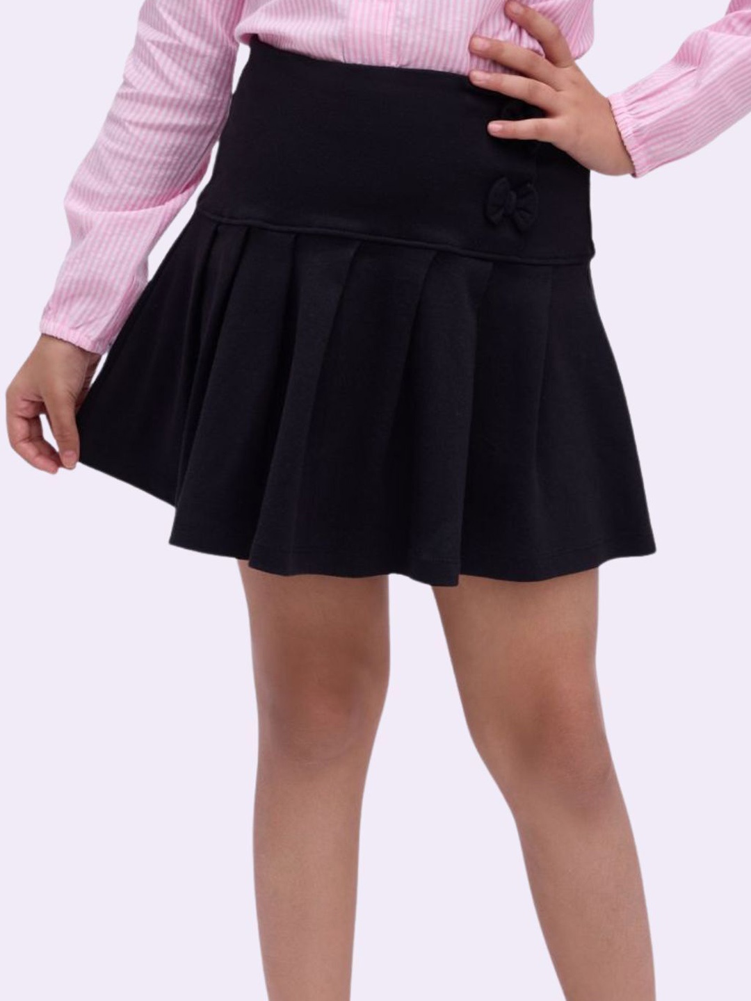 

Bombay High Girls Pure Cotton Flared Above Knee Length Skirt, Black