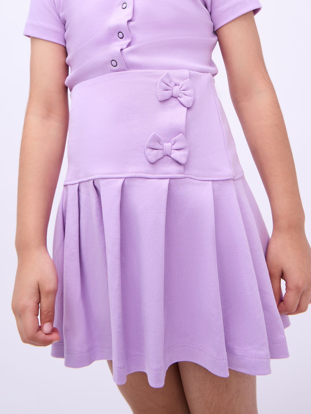 

Bombay High Girls Pure Cotton Bow Detailed Flared Skirts, Lavender